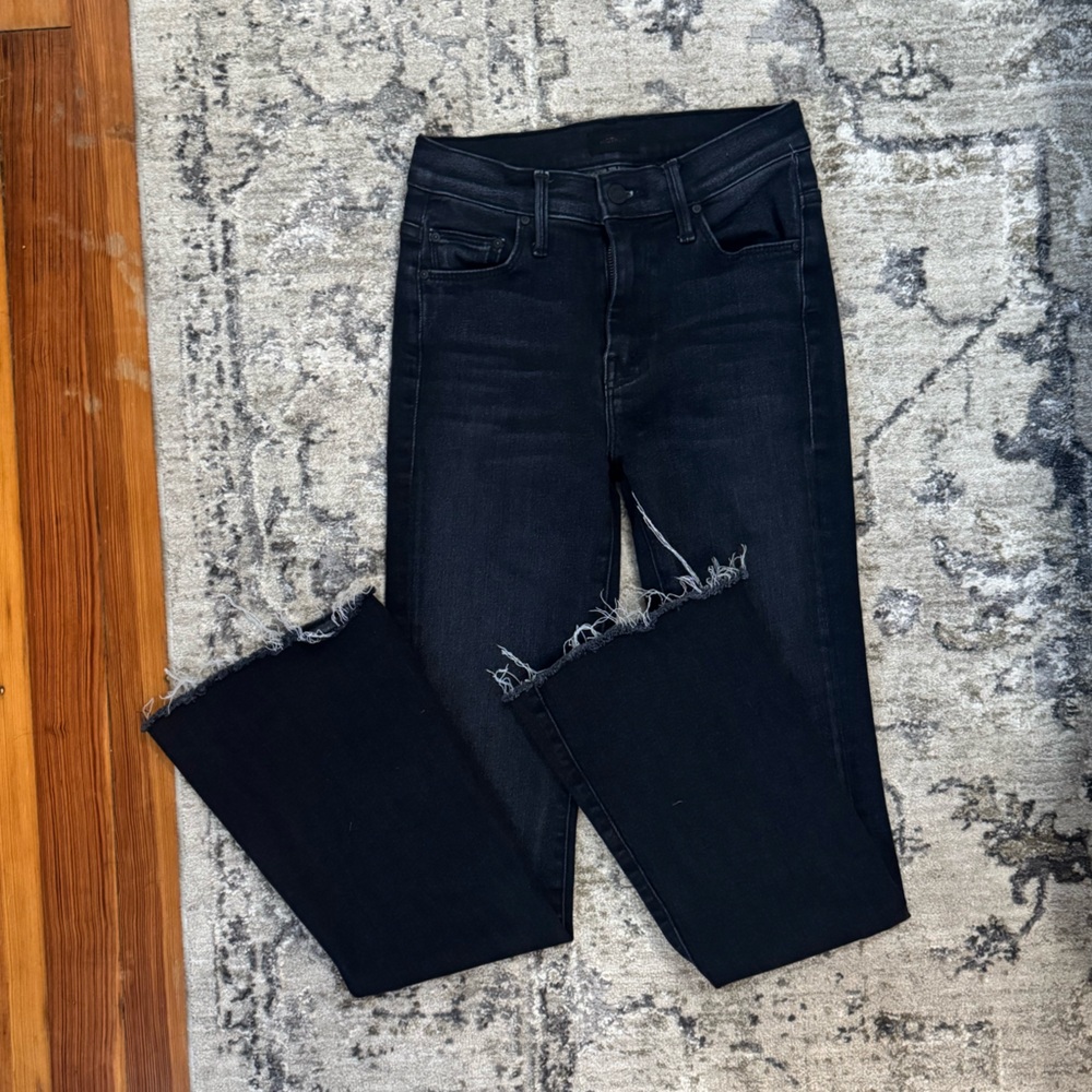 MOTHER Midnight Black Flare Jeans